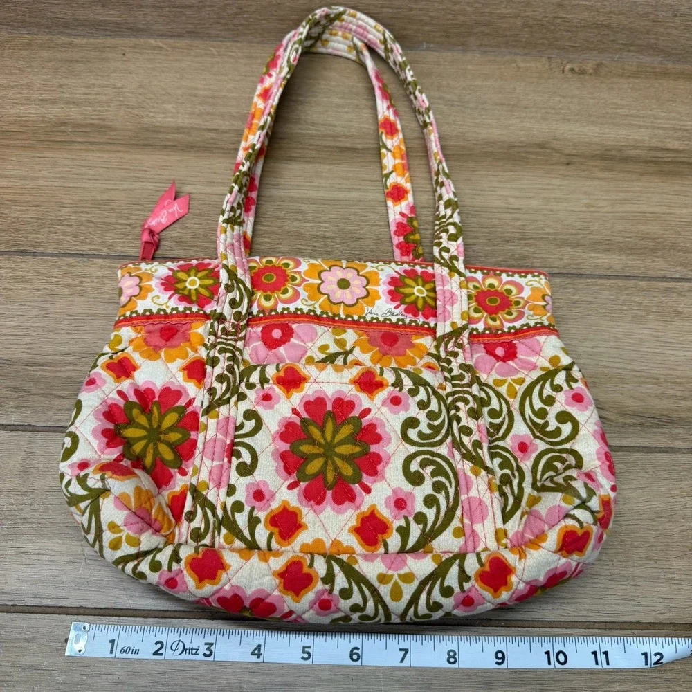 Vera Bradley Tote Shoulder Bag Folkloric Floral Pockets Retired Warm Summer